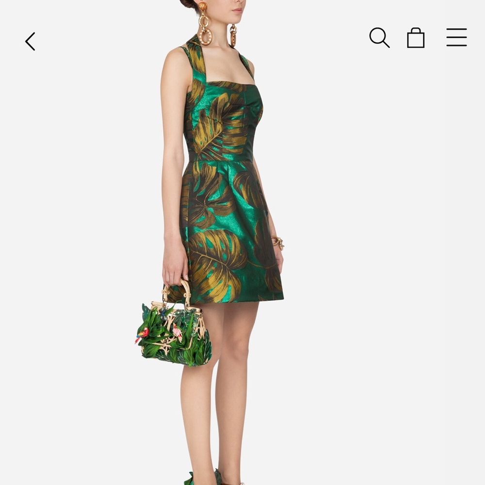 Dolce & Gabbana Green Leaf Print Dress